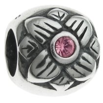 Sterling Silver Sunflower pink CZ crystal Sun Flower Bead Charm for Pandora Troll Chamilia Biagi European Jewelry