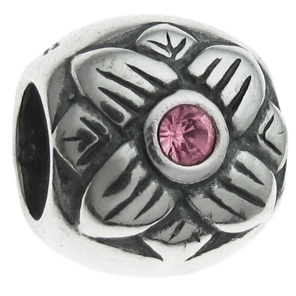 Sterling Silver Sunflower pink CZ crystal Sun Flower Bead Charm for Pandora Troll Chamilia Biagi European Jewelry
