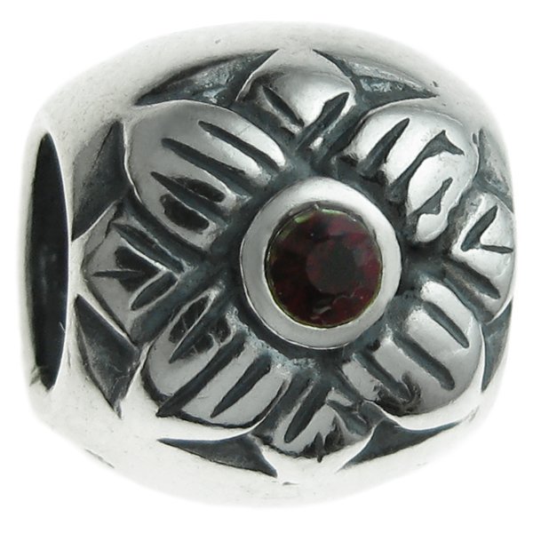 Sterling Silver Sun flower Siam Red CZ crystal Bead Charm for Pandora Troll Chamilia Biagi European Jewelry