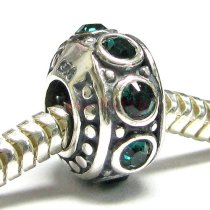 Sterling Silver Round Emerald CZ Bead for European Charm Bracelet Birthstone May