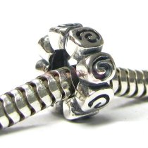 Sterling Silver Flower Rose Bead for Pandora Troll European Charm Bracelets