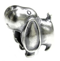 Sterling silver Cute Long Ear Puppy Bead for Pandora Troll European Charm Bracelets