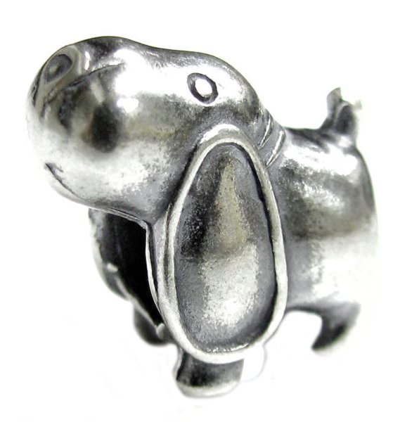 Sterling silver Cute Long Ear Puppy Bead for Pandora Troll European Charm Bracelets