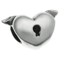Sterling silver Love Heart Lock Bead for Pandora Troll European Charm Bracelets
