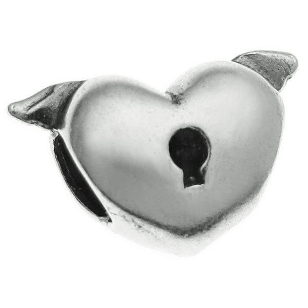 Sterling silver Love Heart Lock Bead for Pandora Troll European Charm Bracelets