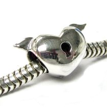 Sterling silver Love Heart Lock Bead for Pandora Troll European Charm Bracelets