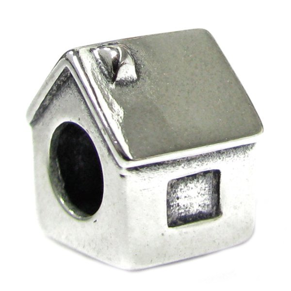 Sterling Silver House Bead for Pandora Troll European Charm Bracelets