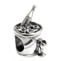 1x Sterling silver Champagne Wine Drink Bead for European Charm Bracelets