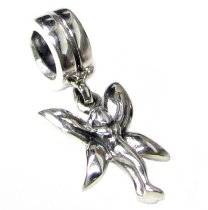 Sterling silver Butterfly Fairy Flower Angel Dangle Bead for Pandora Troll European Charm Bracelets