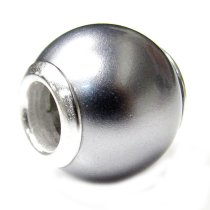 Sterling Silver Metallic Grey SEASHELL PEARL Bead for Pandora Troll European Charm Bracelets