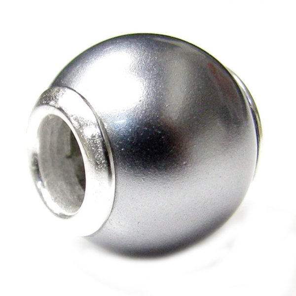 Sterling Silver Metallic Grey SEASHELL PEARL Bead for Pandora Troll European Charm Bracelets