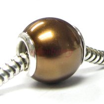 Sterling Silver Bronze SEASHELL PEARL Bead for Pandora Troll European Charm Bracelets