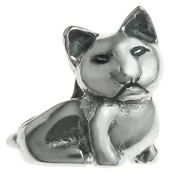 Sterling silver Kitty Cat Bead for Pandora Troll European Charm Bracelets