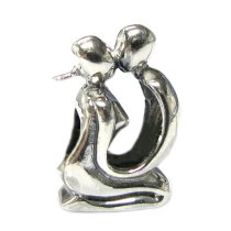 Sterling silver Kissing Couple Bead for Pandora Troll European Charm Bracelets