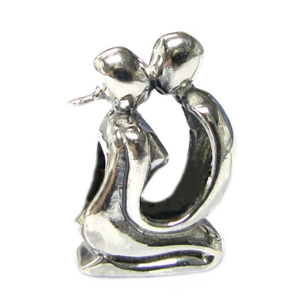Sterling silver Kissing Couple Bead for Pandora Troll European Charm Bracelets