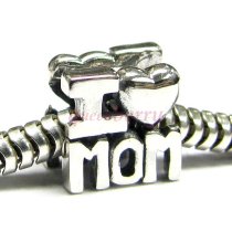 Sterling Silver I Love MOM Bead for Pandora Troll European Charm Bracelets