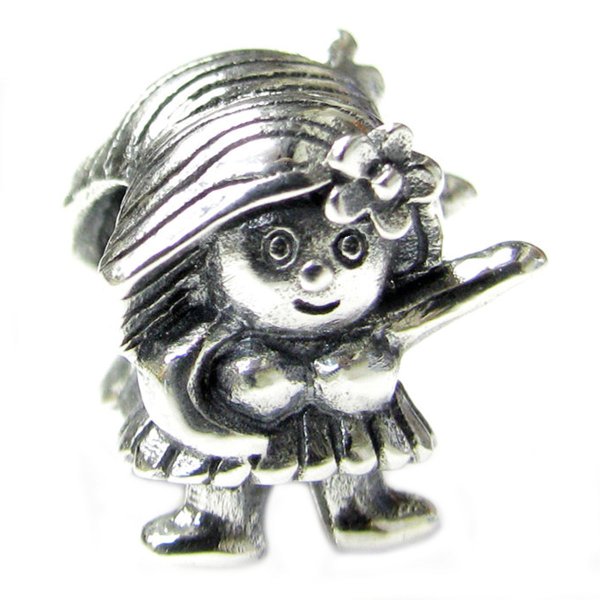 Sterling silver Hula Dancer Bead for Pandora Troll European Charm Bracelets