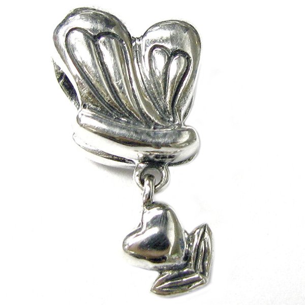 Sterling silver Heart Love for you Flower Dangle Bead for Pandora Troll European Charm Bracelets