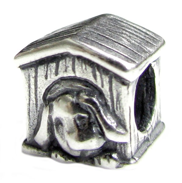 Sterling silver Dog House Bead for Pandora Troll European Charm Bracelets