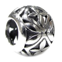 Sterling silver Flower Bead for Pandora Troll European Charm Bracelets